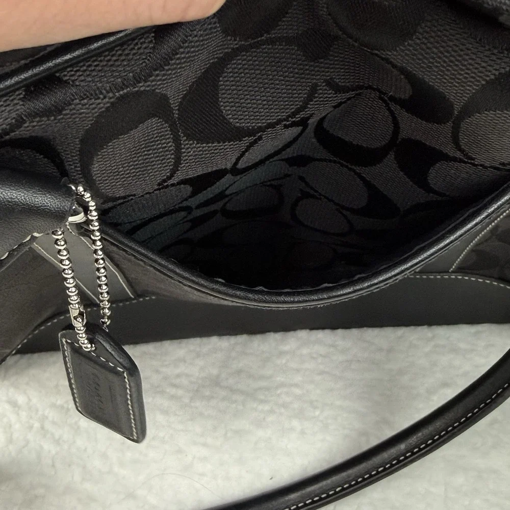 Coach Limited Edition Signature Black Jacquard Leather Satchel 6097 Logo Handbag